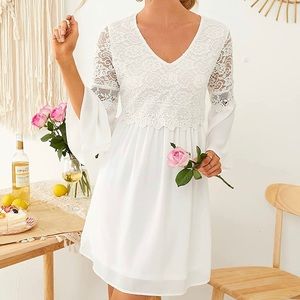 Zanzea Size S vintage floral v neck 3/4 sleeve dress